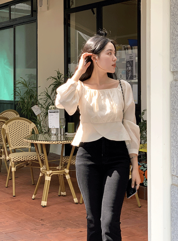 [Guest look/year-end look/party look] Unbalanced Tulip Blouse (*3color)