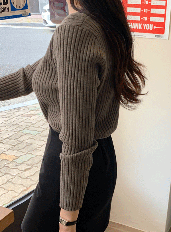 [Guest look/Date look]🤎Corrugated slender fit V-neck Knit Cardigan (*5color)