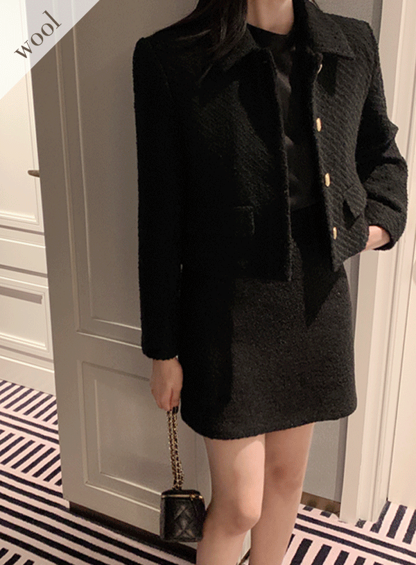 [Guest look/Party look/Wool30/Quilted lining]🧡 Gold Tweed Kara Crop Jacket (*2color)