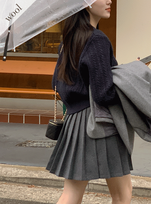 [🎁Stocking gift🎁/date look/party look] Wool Mini Pleats Skirt (*2color)