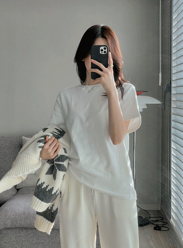 [Peach napping/napping lining] Winter Basic napping Short-sleeve T-shirt (*3color)